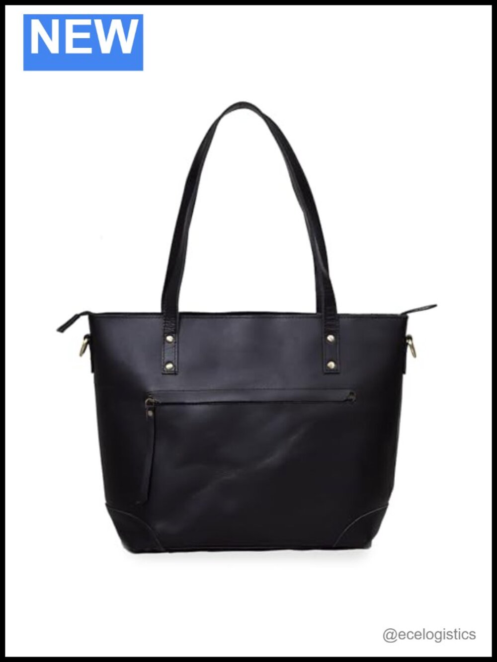 Genuine Leather Tote Bag with Laptop Compartment Shoulder Work Handbag